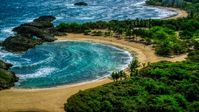 Coastal tide pool and beach in Manati, Puerto Rico  Aerial Stock Photos | AX101_190.0000167F
