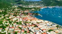 The seaside island town of Charlotte Amalie, St Thomas, US Virgin Islands Aerial Stock Photos | AX102_221.0000025F