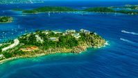 Hillside oceanfront homes overlooking sapphire blue waters, East End, St Thomas  Aerial Stock Photos | AX102_247.0000000F