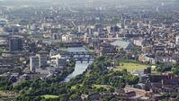 A city view with the River Clyde, Glasgow, Scotland Aerial Stock Photos | AX110_190.0000032F