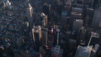 Times Square at sunrise in Midtown Manhattan, New York City Aerial Stock Photos | AX118_184.0000138F