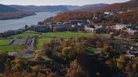 Campus of the West Point Military Academy in Autumn, West Point, New York Aerial Stock Photos | AX119_170.0000109F