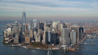 Lower Manhattan and Battery Park in Autumn, New York City Aerial Stock Photos | AX120_122.0000245F