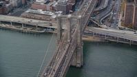 Light traffic on the Brooklyn Bridge, New York City Aerial Stock Photos | AX120_136.0000273F