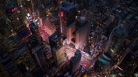 A bird's eye view of Times Square at sunset in Midtown, New York City Aerial Stock Photos | AX121_106.0000079F