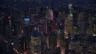 Midtown Manhattan skyscrapers at night in New York City Aerial Stock Photos | AX121_131.0000079F