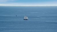 A sailing boat in Cape Cod Bay, Massachusetts Aerial Stock Photos | AX143_220.0000000