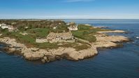 An oceanfront mansion beside coastal cliffs, Newport, Rhode Island Aerial Stock Photos | AX144_252.0000017
