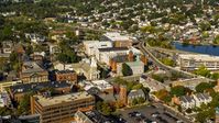 The Tabernacle Church and local businesses in autumn, Salem, Massachusetts Aerial Stock Photos | AX147_042.0000151