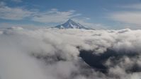 Cloud layer near snowy Mount Hood, Cascade Range, Oregon Aerial Stock Photos | AX154_062.0000242F