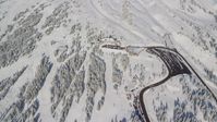 The Timberline Ski Resort on the snowy slopes of Mount Hood, Cascade Range, Oregon Aerial Stock Photos | AX154_095.0000103F