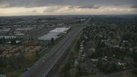 Apartment buildings along Highway 26 by Tanasbourne Town Center in Hillsboro, Oregon, sunset Aerial Stock Photos | AX155_127.0000321F