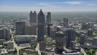 SunTrust Plaza and high-rises on a hazy day, Downtown Atlanta, Georgia Aerial Stock Photos | AX36_092.0000075F