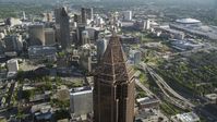 Top of Bank of America Plaza towering over Midtown Atlanta, Georgia Aerial Stock Photos | AX38_077.0000417F