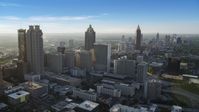 Skyscrapers and office buildings, hazy; Downtown Atlanta, Georgia Aerial Stock Photos | AX39_017.0000115F