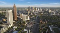 Downtown Connector and Downtown skyscrapers in the distance, Atlanta, Georgia Aerial Stock Photos | AX39_063.0000068F