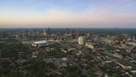 Downtown, Midtown and Georgia Dome in Atlanta at twilight Aerial Stock Photos | AX40_001.0000000F