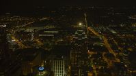 SunTrust Plaza and city buildings in Downtown Atlanta, night Aerial Stock Photos | AX41_017.0000281F