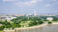 The Capitol dome, Washington Monument, and Lincoln Memorial in Washington DC Aerial Stock Photos | AXP075_000_0019F