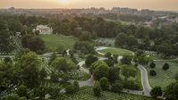 Arlington House and John F. Kennedy Gravesite at Arlington National Cemetery, Virginia, twilight Aerial Stock Photos | AXP076_000_0021F