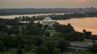 The Jefferson Memorial, Washington, D.C., twilight Aerial Stock Photos | AXP076_000_0029F