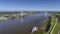 A cable-stayed bridge spanning a river, St. Louis, Missouri Aerial Stock Photos | DXP001_023_0005
