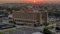 A brick office building at sunrise in Kansas City, Missouri Aerial Stock Photos | DXP001_039_0005