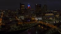 The city skyline at night, Downtown Columbus, Ohio Aerial Stock Photos | DXP001_088_0012
