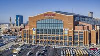 The front entrance of a football stadium in Indianapolis, Indiana Aerial Stock Photos | DXP001_089_0012