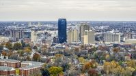 A view of the city's skyline, seen from tree-lined neighborhoods, Downtown Lexington, Kentucky Aerial Stock Photos | DXP001_099_0003