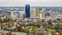 A view of the city's skyline in Downtown Lexington, Kentucky Aerial Stock Photos | DXP001_099_0004