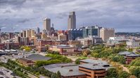 The city's skyline in Downtown Omaha, Nebraska Aerial Stock Photos | DXP002_168_0001