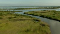 HD stock footage aerial video of flying low over marsh and wetland on the Matagorda Peninsula, Texas Aerial Stock Footage | AF0001_000199
