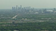 HD stock footage aerial video of the city skyline of Downtown Houston, Texas Aerial Stock Footage | AF0001_000250