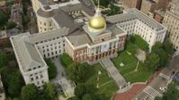 HD stock footage aerial video of the Massachusetts State House in Downtown Boston, Massachusetts Aerial Stock Footage | AF0001_000743