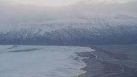 4K stock footage aerial video approaching Knik Glacier and Chugach Mountains, Knik Glacier, Alaska Aerial Stock Footage | AK0001_0024