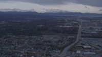 4K stock footage aerial video Flying by neighborhoods, Chugach Mountains, Anchorage, Alaska Aerial Stock Footage | AK0001_0175