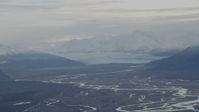 4K stock footage aerial video Knik Glacier, snowy Chugach Mountains, Swan Lake, Knik River Valley, Alaska Aerial Stock Footage | AK0001_0789