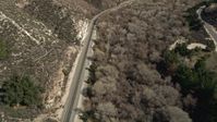 5K stock footage aerial video of a railroad track through Santa Clarita Countryside in California Aerial Stock Footage | AX0005_022