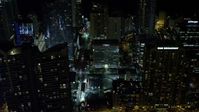 5K stock footage aerial video of skyscrapers in Downtown Miami, Florida at nighttime Aerial Stock Footage | AX0023_160