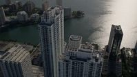 5K stock footage aerial video of orbiting the Plaza on Brickell Tower 1, Downtown Miami, Florida Aerial Stock Footage | AX0024_060