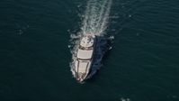 5K stock footage aerial video of tracking a yacht, Atlantic Ocean, Miami, Florida Aerial Stock Footage | AX0024_107E