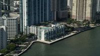 5K stock footage aerial video of flying by Jade at Brickell Bay, Downtown Miami, Florida Aerial Stock Footage | AX0031_023