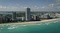 5K stock footage aerial video of Akoya Miami Beach Condo, Miami Beach, Florida Aerial Stock Footage | AX0031_064