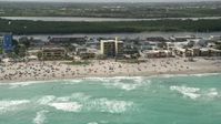 5K stock footage aerial video of a crowded beach in Hollywood, Florida Aerial Stock Footage | AX0031_095