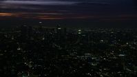 7.6K stock footage aerial video of Downtown Los Angeles skyscrapers at sunrise, California Aerial Stock Footage | AX0156_022