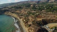 7.6K stock footage aerial video flying over beach to approach Palos Verdes Drive, Rancho Palos Verdes, California Aerial Stock Footage | AX0161_023