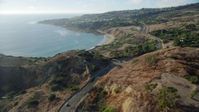 7.6K stock footage aerial video flying over Palos Verdes Drive and cliffs to Abalone Cove, Rancho Palos Verdes, California Aerial Stock Footage | AX0161_024