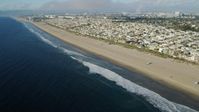7.6K stock footage aerial video of Manhattan Beach Pier and beachfront neighborhoods in Manhattan Beach, California Aerial Stock Footage | AX0161_041