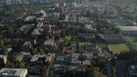 7.6K stock footage aerial video of an orbit of campus buildings at College in Los Angeles, California Aerial Stock Footage | AX0161_090
